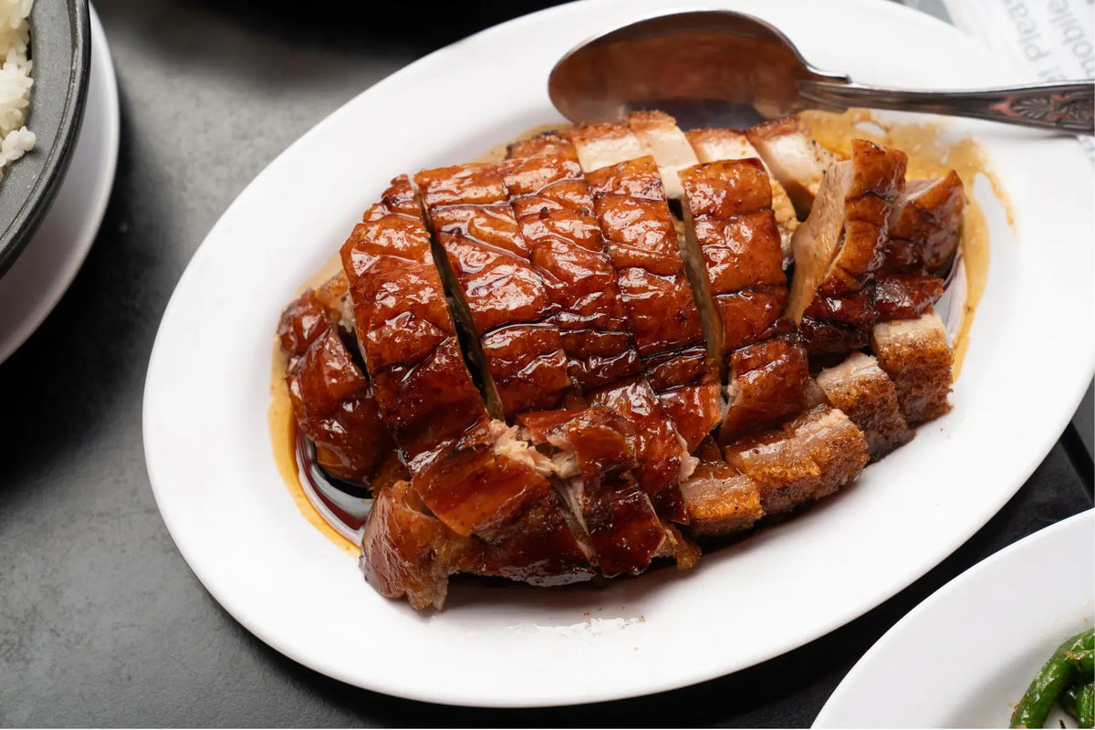 Roasted duck with a rich coffee walnut glaze