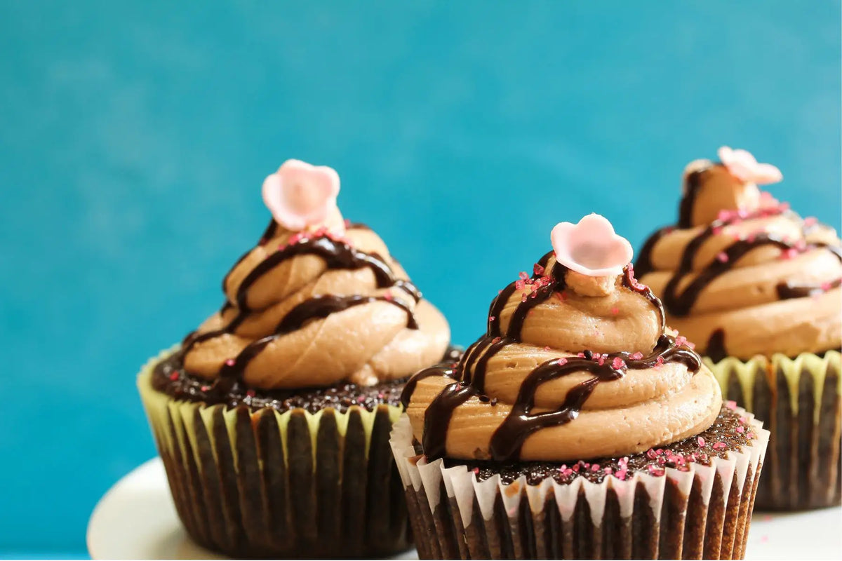 Creamy mocha frosting made with coffee syrup and cocoa powder