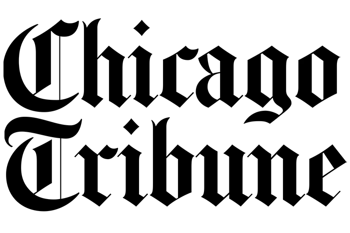 Chicago Tribune logo in black gothic type on a white background.