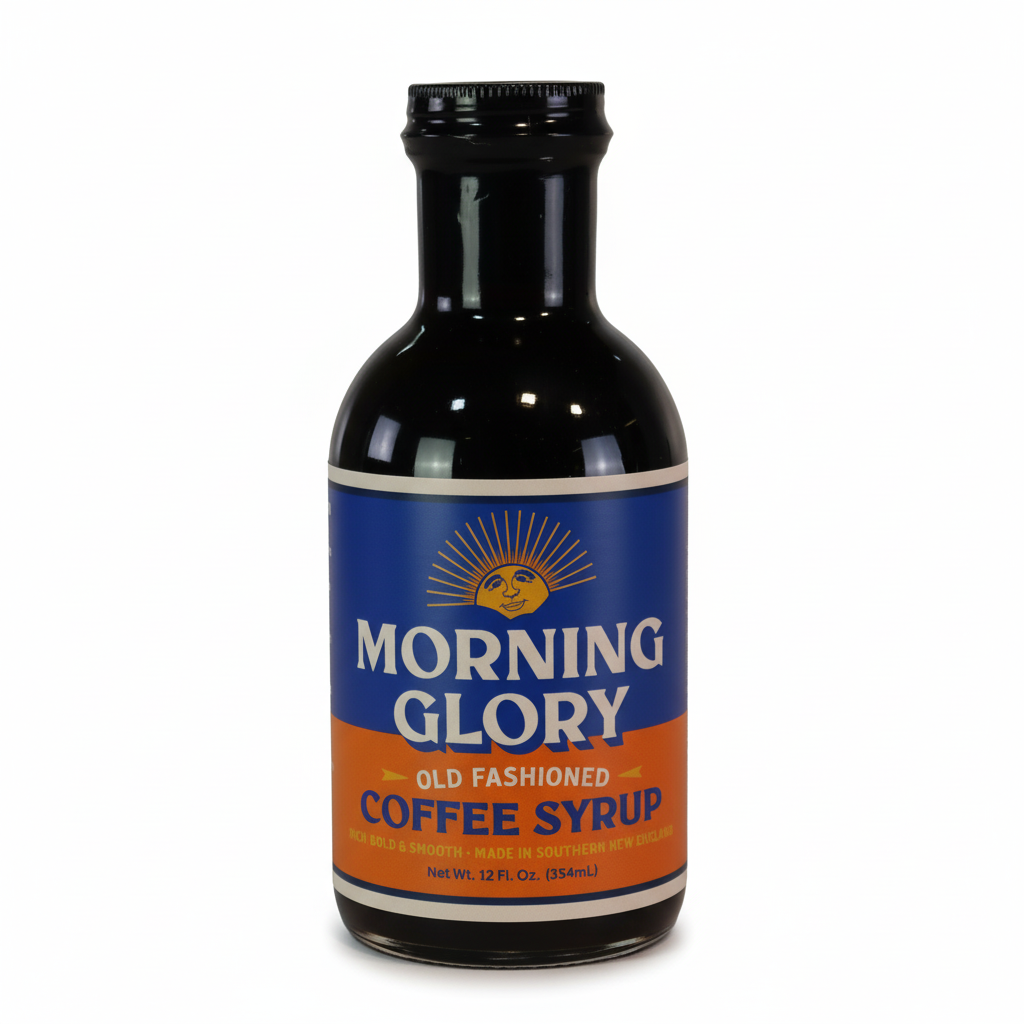 Morning Glory Coffee Syrup professional studio shot on white background
